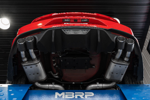 Fits 18-23 Mustang 3" Cat Back Dual Quad Split Rear Exitwith Carbon Tip-S72093CF