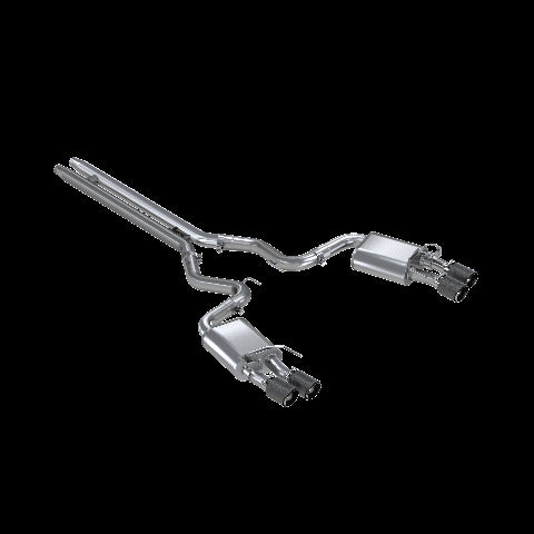 Fits 18-23 Mustang 3" Cat Back Dual Quad Split Rear Exitwith Carbon Tip-S72093CF