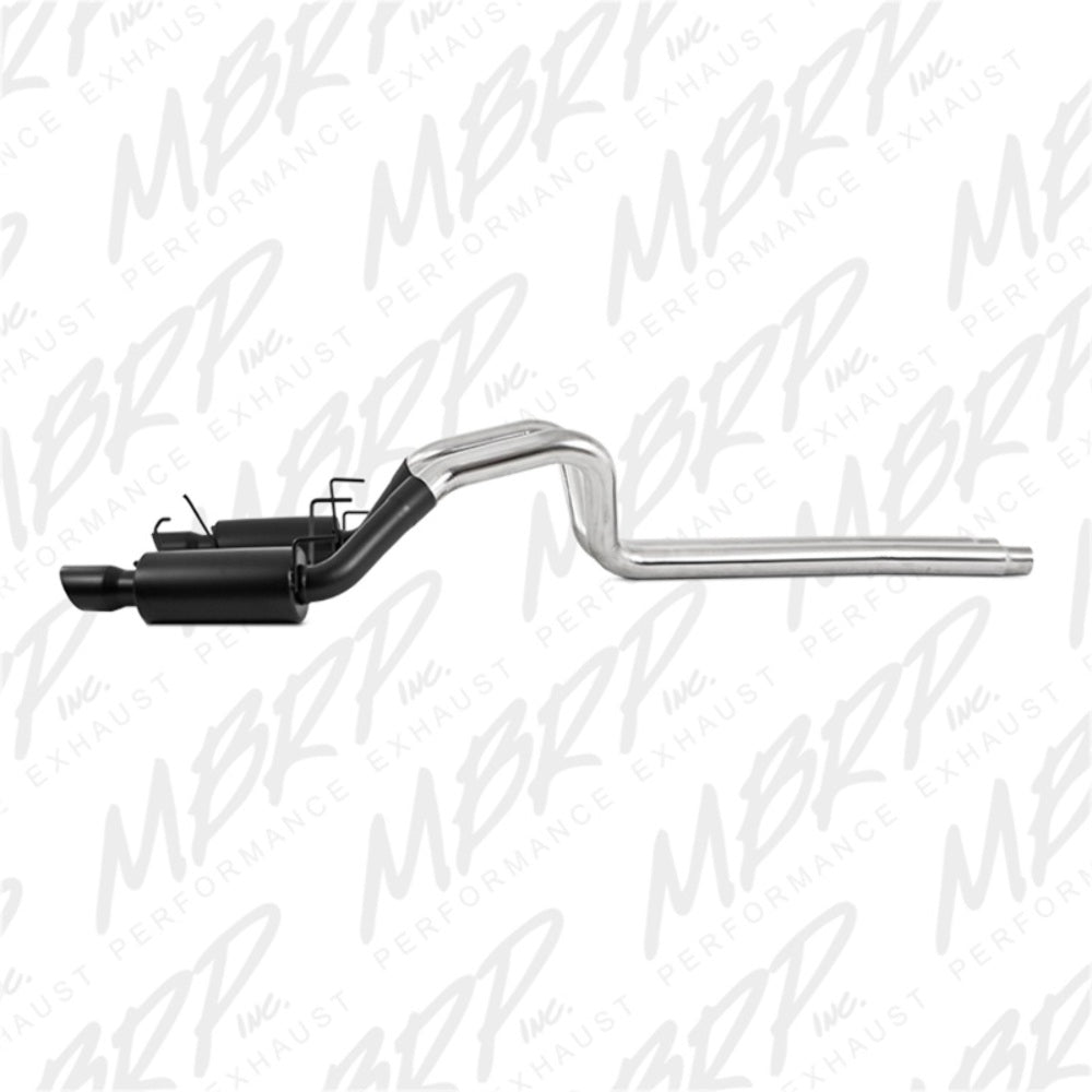 Fits 2011-14 Mustang 3" Cat Back Dual Split Rear Street Version 4" tips-S7258BLK - Cat Back Exhaust Car Part People