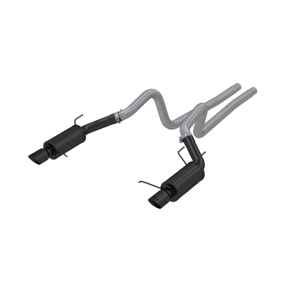 Fits 2011-14 Mustang 3" Cat Back Dual Split Rear Street Version 4" tips-S7258BLK - Cat Back Exhaust Car Part People
