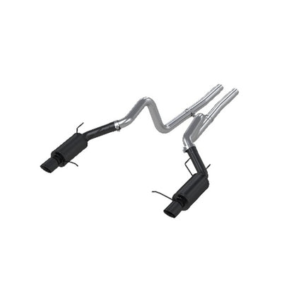 Fits 2011-14 Mustang 3" Cat Back Dual Split Rear Street Version 4" tips-S7258BLK - Cat Back Exhaust Car Part People