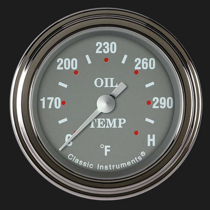 Silver Gray 2 1/8" Oil Temperature Gauge SG128SLF
