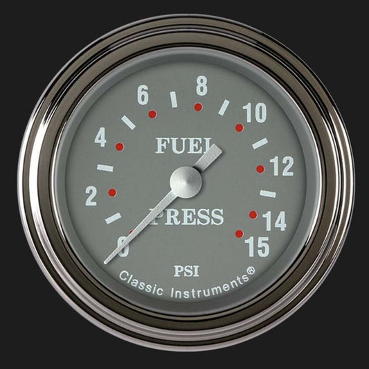 Silver Gray 2 1/8" Fuel Pressure Gauge, 15 psi SG145SLF