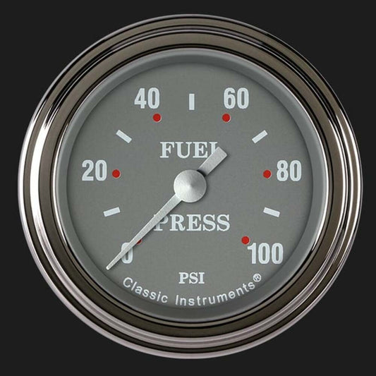 Silver Gray 2 1/8" Fuel Pressure Gauge, 100 psi SG146SLF