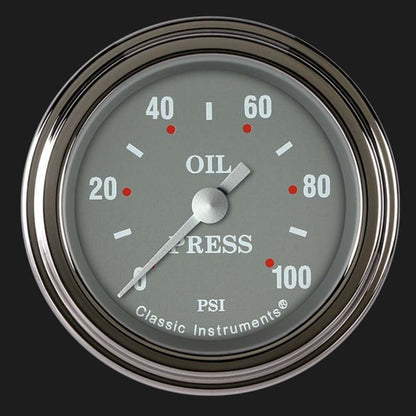 Silver Gray 2 1/8" Oil Pressure Gauge SG181SLF
