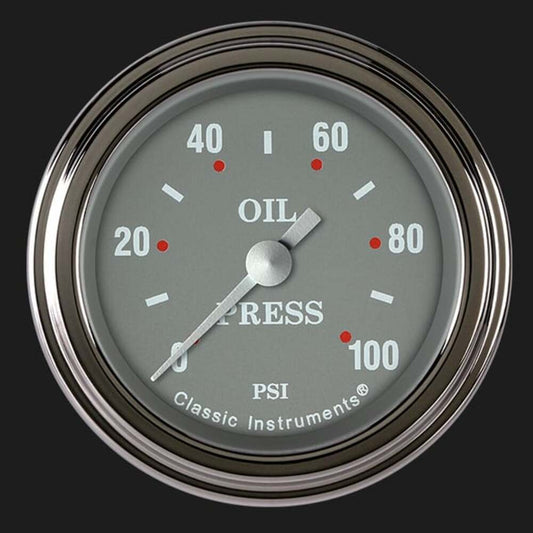 Silver Gray 2 1/8" Oil Pressure Gauge SG181SLF