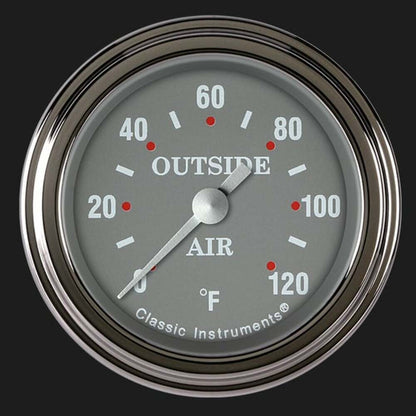 Silver Gray 2 1/8" Outside Air Temp. Gauge SG199SLF