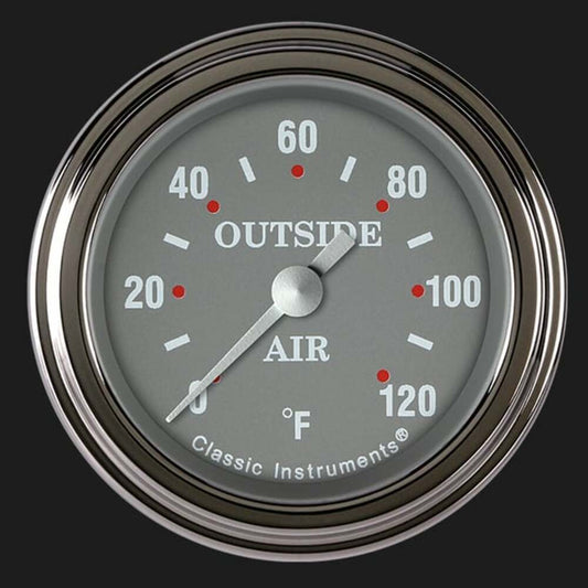 Silver Gray 2 1/8" Outside Air Temp. Gauge SG199SLF