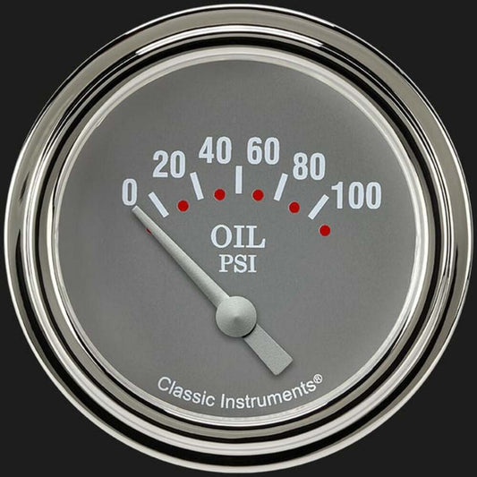 Silver Gray 2 5/8" Oil Pressure Gauge SG281SLF