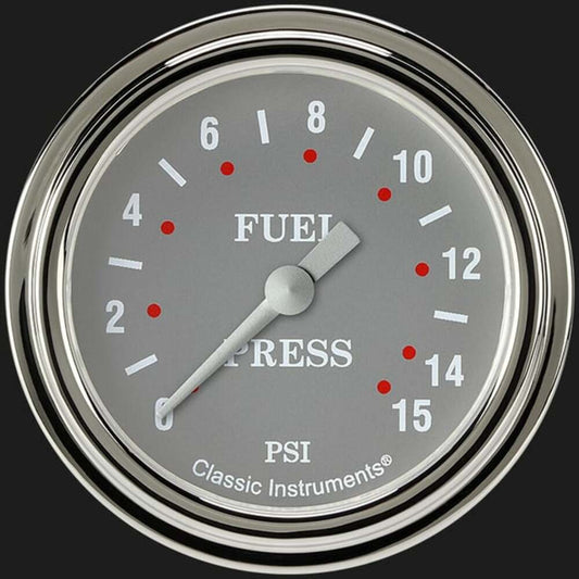 Silver Gray 2 5/8" Fuel Pressure Gauge, 15 psi SG345SLF