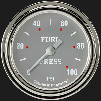 Silver Gray 2 5/8" Fuel Pressure Gauge, 100 psi SG346SLF
