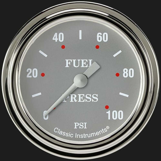 Silver Gray 2 5/8" Fuel Pressure Gauge, 100 psi SG346SLF