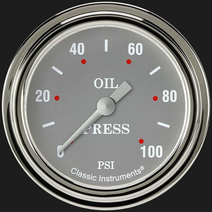 Silver Gray 2 5/8" Oil Pressure Gauge SG381SLF