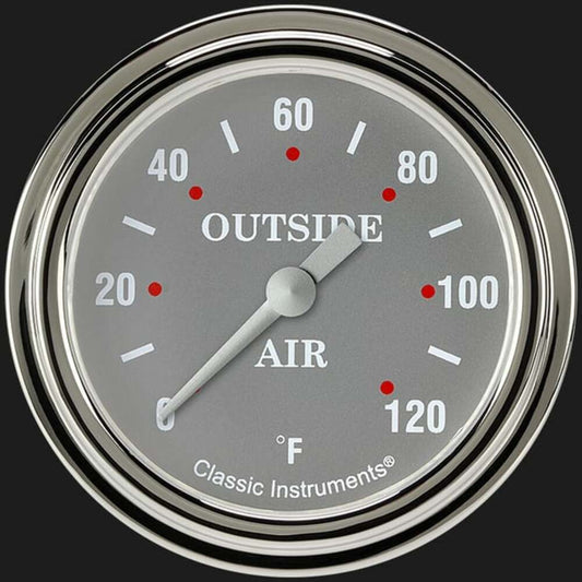 Silver Gray 2 5/8" Outside Air Temp Gauge SG399SLF