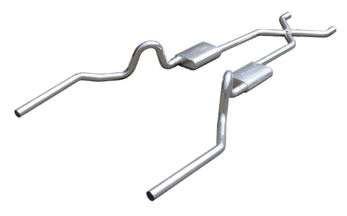Crossmember Back w/X-Pipe Exhaust System 64-72 A-Body Split Rear Dual Exit 2.5