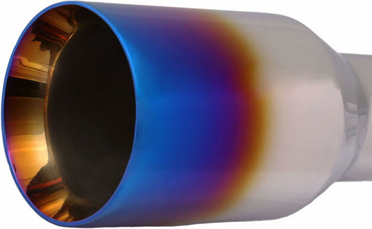 Single Round Double Wall Straight Cut Blue Flame Exhaust Tip T263BL1