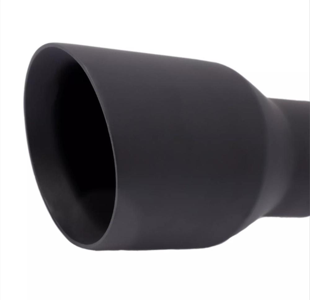 2.5" ID/4" OUT/5.8" Single Round Double Wall Slant Cut Tip Matt Black T263SB