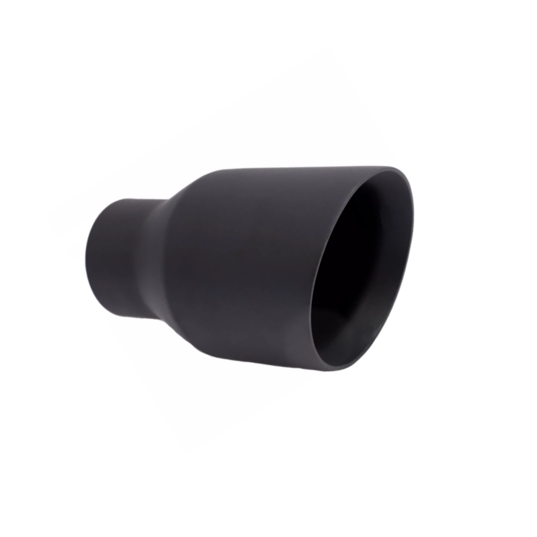 2.5" ID/4" OUT/5.8" Single Round Double Wall Slant Cut Tip Matt Black T263SB