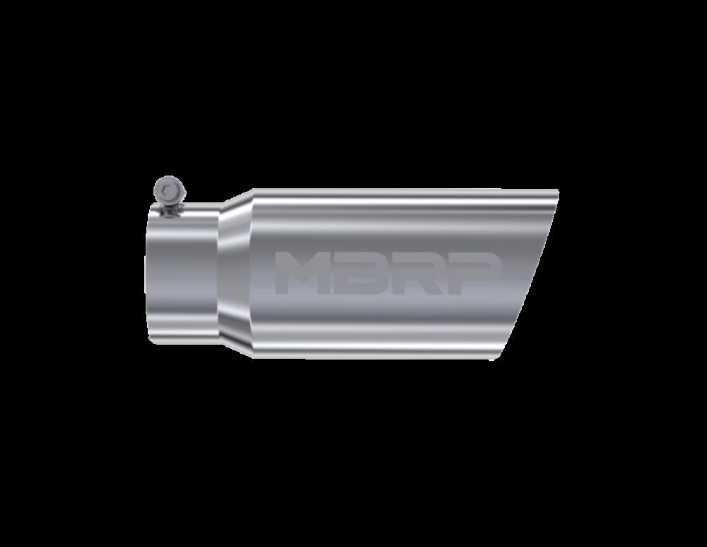 Tip; 5in. O.D. Angled Single Walled 4in. inlet 12in. length; T304 - T5052 - Exhaust Tips Car Part People