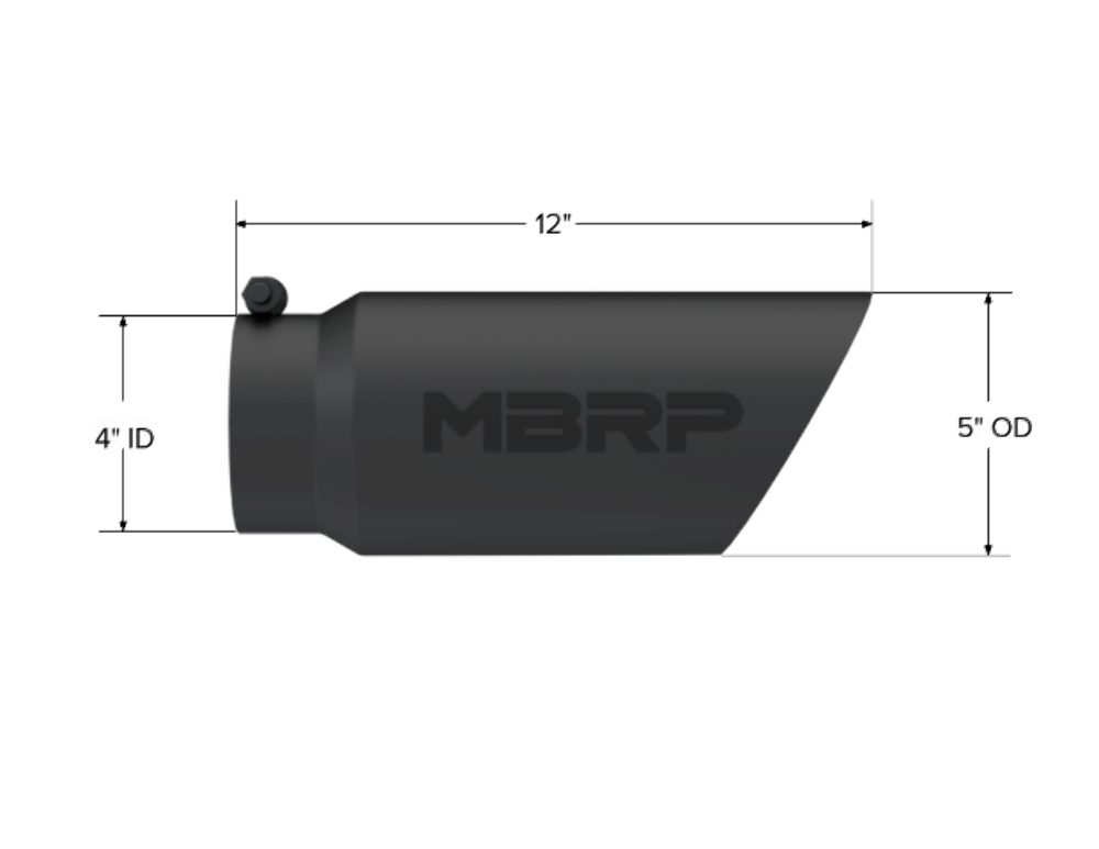Tip; 5in. O.D. Dual Wall Angled 4in. inlet 12in. length-Black Coated - T5053BLK - Exhaust Tips Car Part People