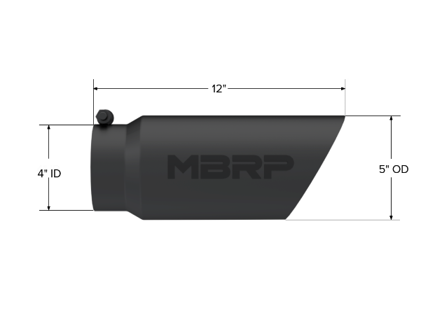 Tip; 5in. O.D. Dual Wall Angled 4in. inlet 12in. length-Black Coated - T5053BLK