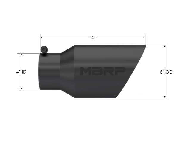 Tip; 6in. O.D. Dual Wall Angled 4in. inlet 12in. length-Black Coated - T5072BLK