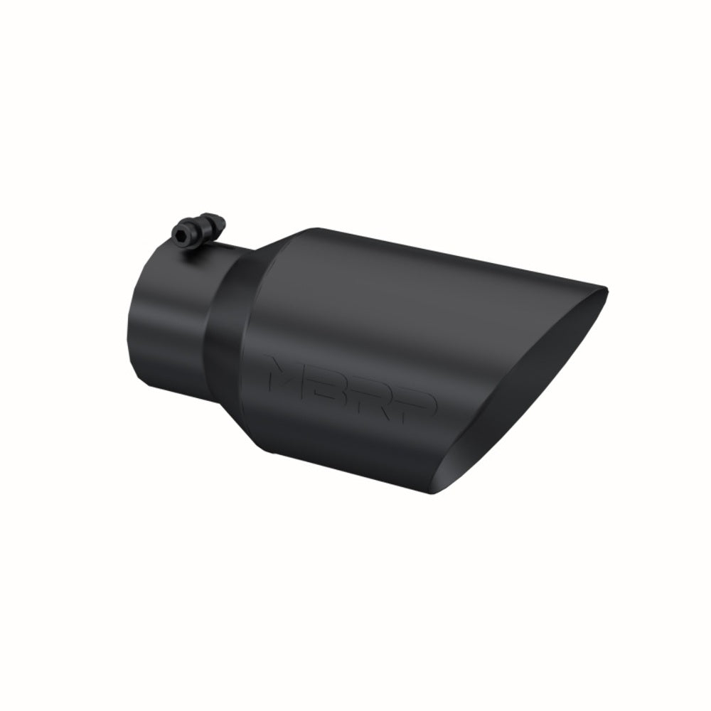 Tip; 6in. O.D. Dual Wall Angled 4in. inlet 12in. length-Black Coated - T5072BLK - Exhaust Tips Car Part People