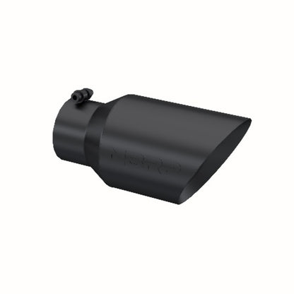 Tip; 6in. O.D. Dual Wall Angled 4in. inlet 12in. length-Black Coated - T5072BLK - Exhaust Tips Car Part People