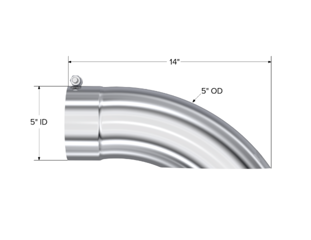 Tip; 5in. O.D. Turn Down 5in. inlet 14in. length; T304 - T5085 - Exhaust Tips Car Part People