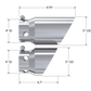 Fits 2011-24 Ford F-250 SD 4" inlet 5" Tip Cover Set-6 " and 9 " in length-T5111 - Exhaust Tips Car Part People
