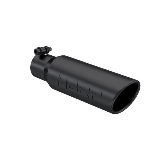 Tip; 3in. O.D. Angled Rolled End 2in. inlet 12in. length-Black Coated - T5113BLK