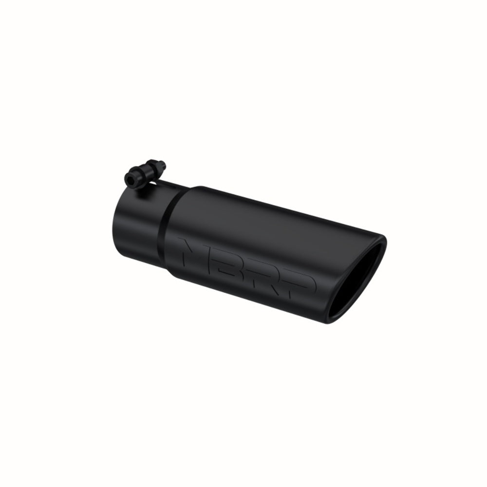 Tip; 3in. O.D. Angled Rolled End; 3in. I.D. inlet; 10in. length; Black-T5115BLK - Exhaust Tips Car Part People