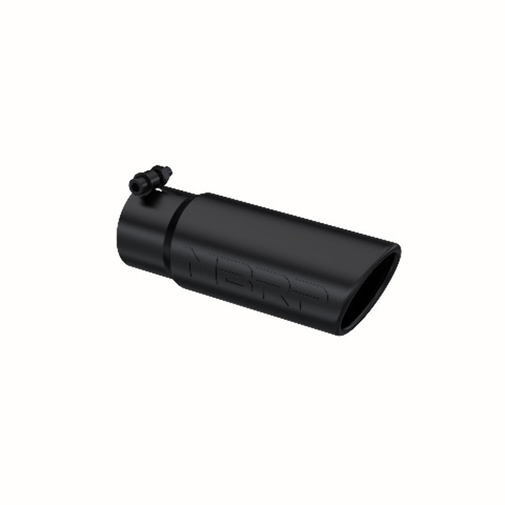 Tip; 3in. O.D. Angled Rolled End; 3in. I.D. inlet; 10in. length; Black-T5115BLK - Exhaust Tips Car Part People