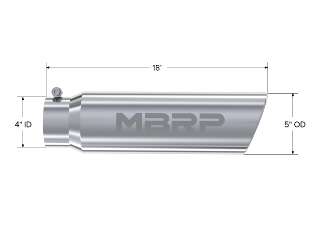 Tip; 5in. O.D.; Angled Rolled End; 4in. inlet 18in. in length; T304 - T5124