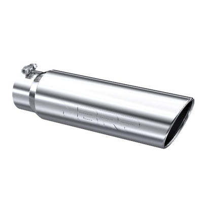 Tip; 5in. O.D.; Angled Rolled End; 4in. inlet 18in. in length; T304 - T5124 - Exhaust Tips Car Part People