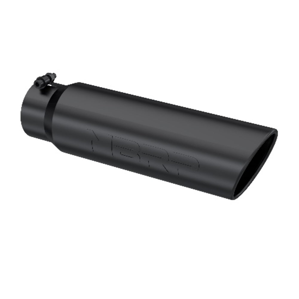 Tip; 5" O.D.; Angled Rolled End; 4" inlet 18" in length; Black Coated-T5124BLK - Exhaust Tips Car Part People