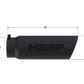 Tip; 6" O.D.; Angled Rolled End; 5" inlet 18" in length; Black Coated-T5125BLK - Exhaust Tips Car Part People