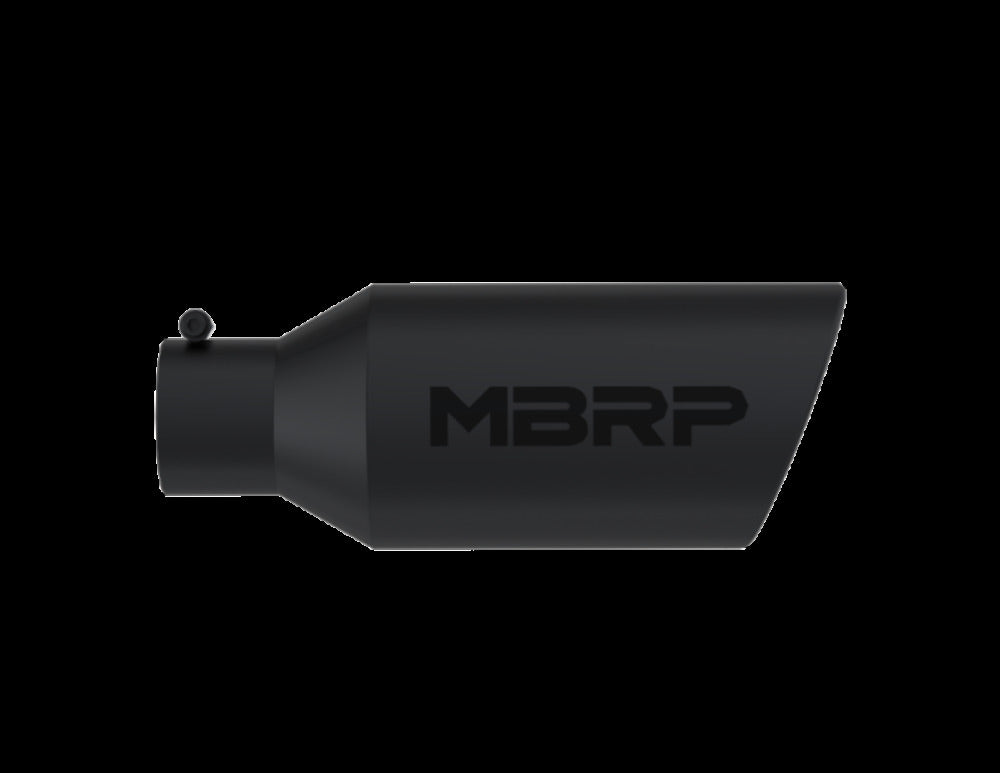 Tip; 7in. O.D.; Rolled End; 4in. inlet 18in. in length; Black - T5126BLK - Exhaust Tips Car Part People