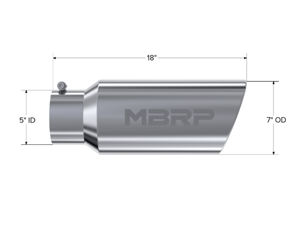 Tip; 7in. O.D.; Rolled End; 5in. inlet 18in. in length; T304 - T5127 - Exhaust Tips Car Part People