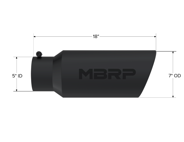 Tip; 7in. O.D.; Rolled End; 5in. inlet 18in. in length; Black Coated - T5127BLK