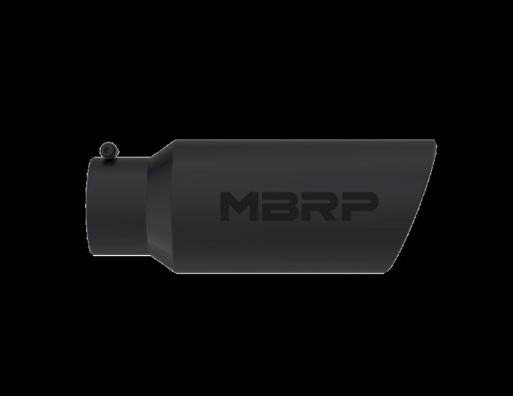 Tip; 7in. O.D.; Rolled End; 5in. inlet 18in. in length; Black Coated - T5127BLK - Exhaust Tips Car Part People