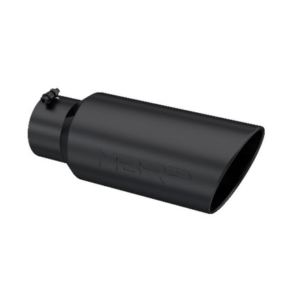 Tip; 7in. O.D.; Rolled End; 5in. inlet 18in. in length; Black Coated - T5127BLK - Exhaust Tips Car Part People