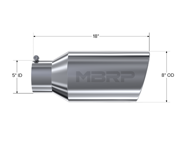Tip; 8in. O.D.; Rolled End; 5in. inlet 18in. in length; T304 - T5129