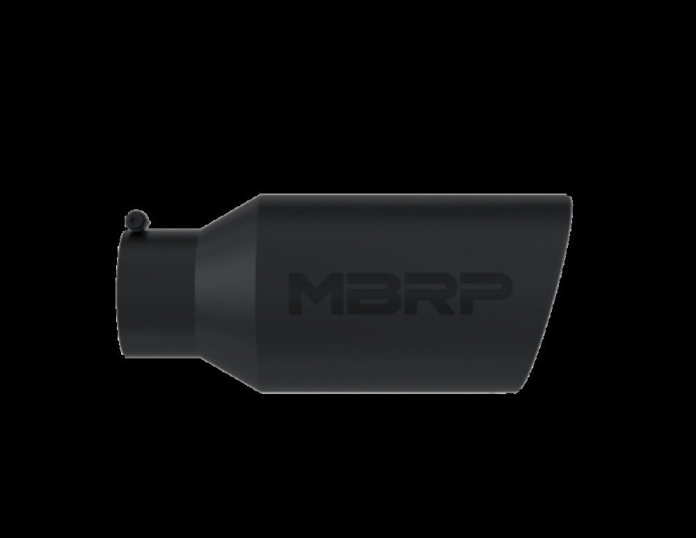 Tip; 8in. O.D.; Rolled End; 5in. inlet 18in. in length; Black Coated - T5129BLK - Exhaust Tips Car Part People