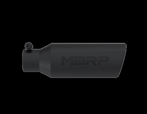 Tip; 4in. O.D.; Angled Rolled End; 2.5in. inlet; 12in. in length; Black-T5150BLK