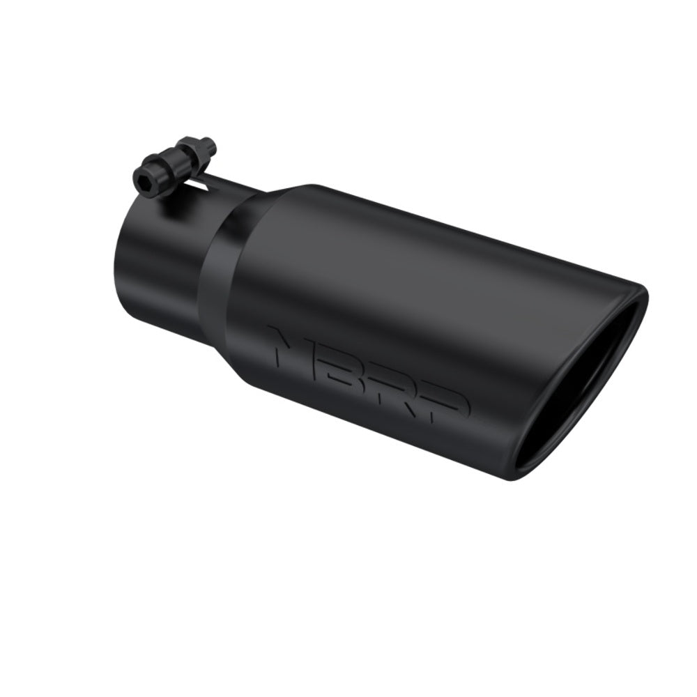 Tip; 4in. O.D.; Angled Rolled End; 3in. inlet; 10in. length; Black - T5155BLK - Exhaust Tips Car Part People