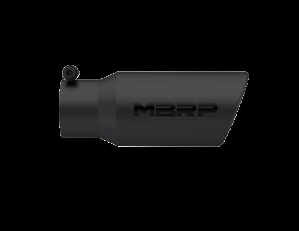 Tip; 4in. O.D.; Angled Rolled End; 3in. inlet; 10in. length; Black - T5155BLK - Exhaust Tips Car Part People