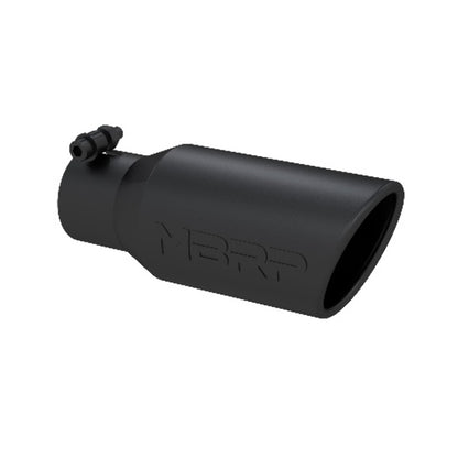 Tip; 4in. O.D. Angled Rolled End 2 3/4in. inlet 10in. length; Black - T5157BLK - Exhaust Tips Car Part People