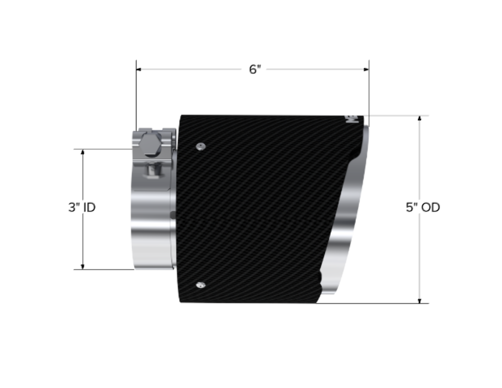 Tip; 5in OD Out; 3" ID; 6.13" Length; Angle Cut; Dual Wall; Carbon Fiber-T5184CF