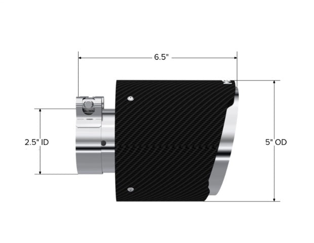 Tip; 5" OD Out; 2.5" ID; 6.5" Length; Angle Cut; Dual Wall; Carbon Fiber-T5190CF